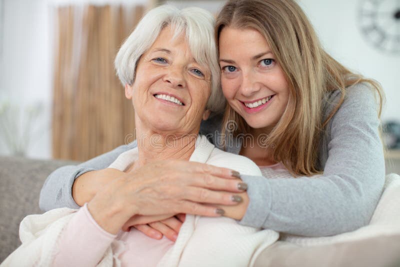 Beautiful Senior Mom And Adult Daughter Hugging Stock Image Image Of Granny Senior 241703905