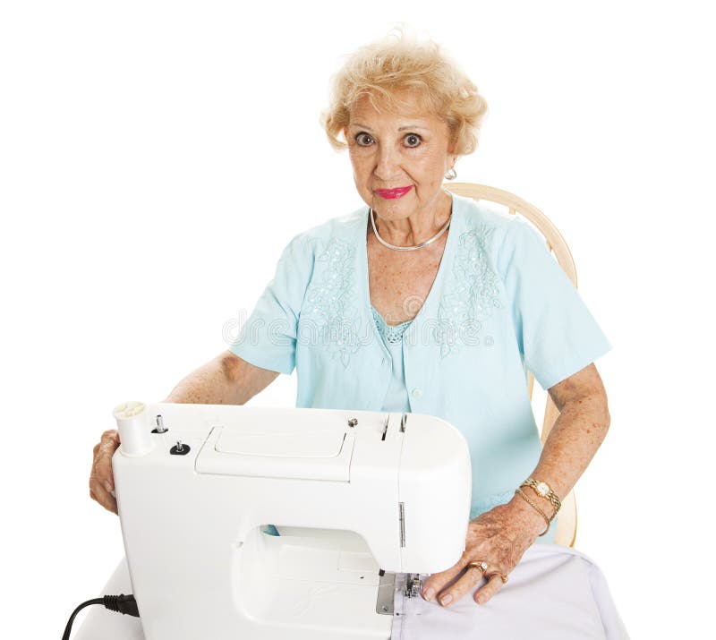 Beautiful Senior Sewing stock photo. Image of sewing 13253450