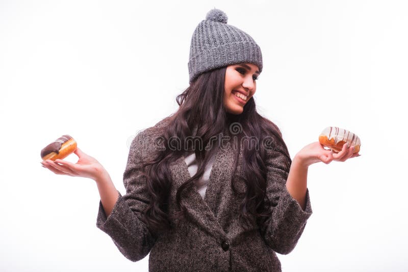 Beautiful sensual woman having fun with donuts stock photos Beautiful sensual woman having fun with donuts stock photos