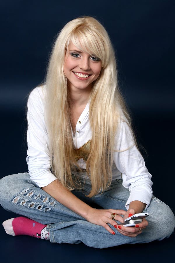 Beautiful And Blonde Girl Stock Image Image Of Jeans 13096195