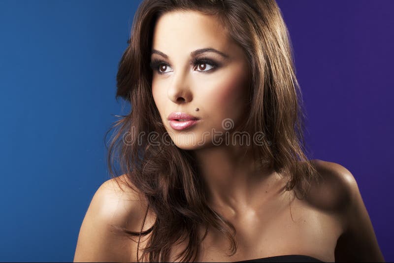 Beautiful Brunette Girl Posing On Dark Background Stock Image Image