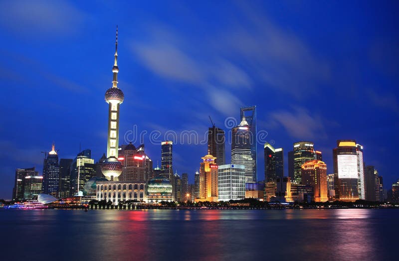 Beautiful Shanghai Pudong skyline at dusk stock photos Beautiful Shanghai Pudong skyline at dusk stock photos
