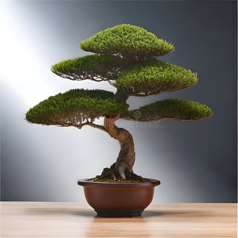 Beautiful Bonsai Plant in a Pot Ai Generated Image Stock Illustration