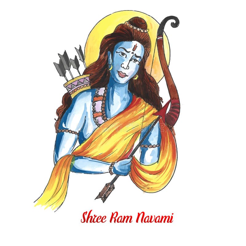 Lord rama shree ram navami festival wishes card watercolor background Stock  Vector | Adobe Stock