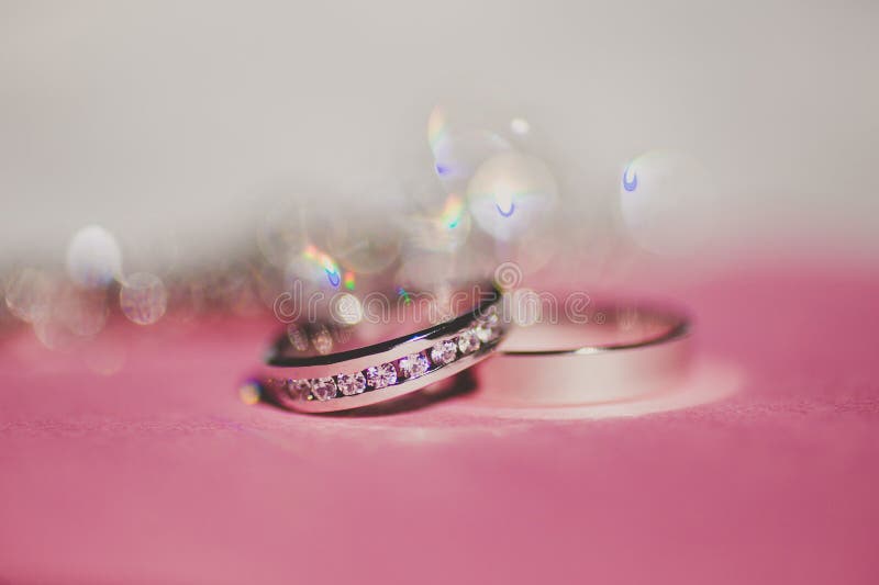 Beautiful Silver Background with Wedding Rings Stock Image Image of