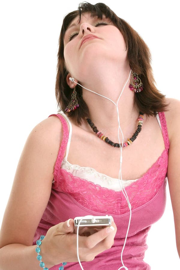 Beautiful Sixteen Year Old Girl Listening To Music