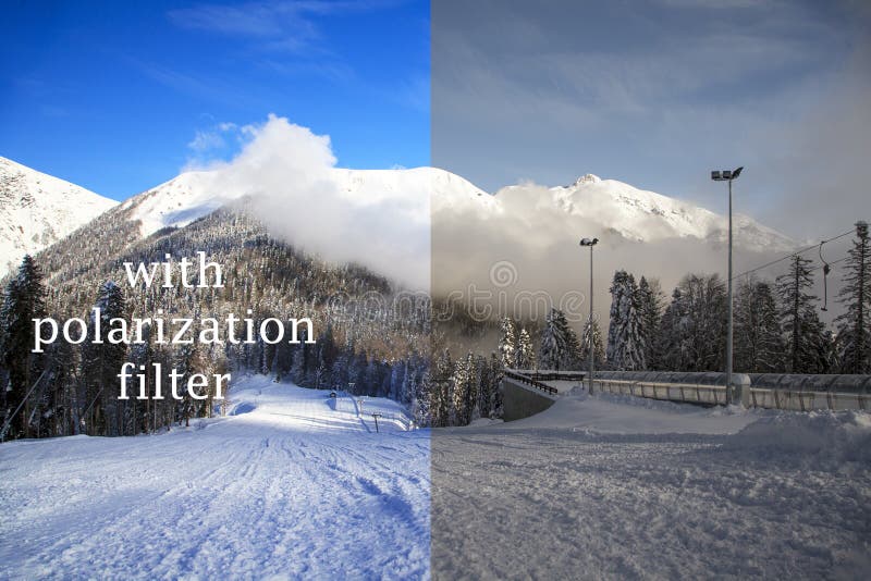 Beautiful Ski Resort, with Polarization Filter Stock Image Image of