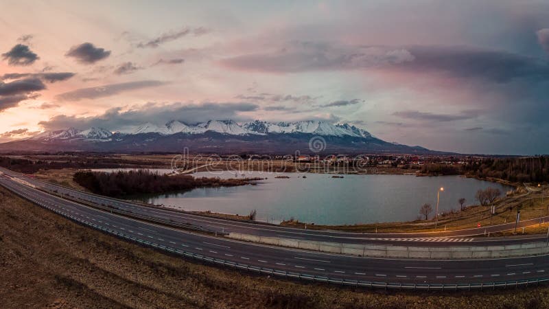 Beautiful landscape with valleys, lakes and rivers under the High Tatras