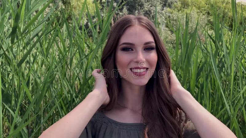 Beautiful woman portrait with blindfolded eyes. Submissive Stock Photo