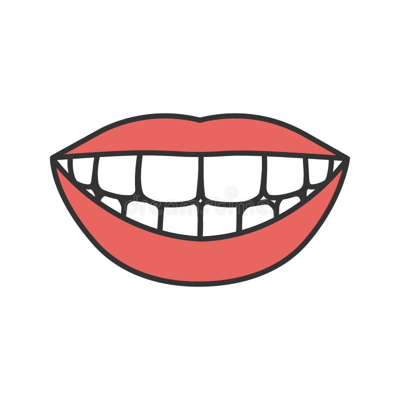 Beautiful smile with healthy teeth linear icon. Thin line