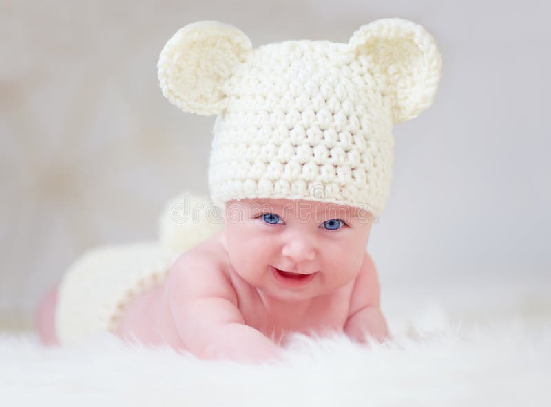 Beautiful smiling baby in cute hat royalty free stock image Beautiful smiling baby in cute hat royalty free stock image