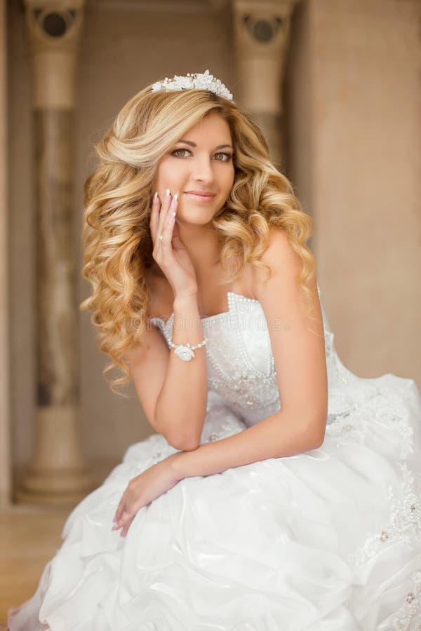 Beautiful Adorable Viking with Curly Hair in a White Gown · Creative Fabrica