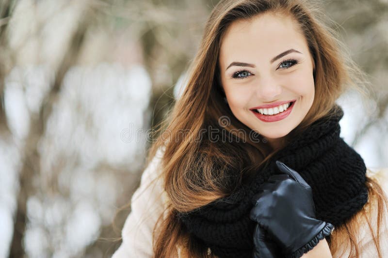 Beautiful Smiling Girl Face Stock Image - Image of december, season ...