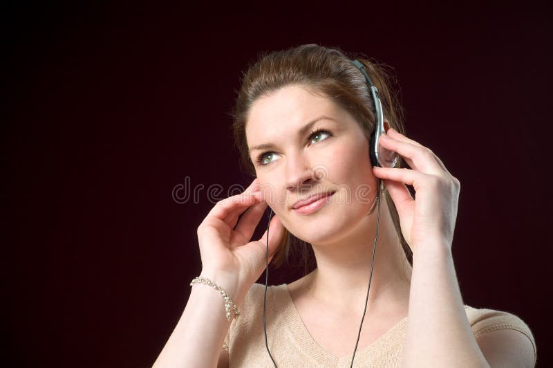 Beautiful Smiling Girl Wearing Music Headphones