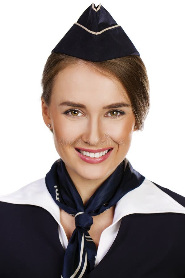 Beautiful Smiling Stewardess Isolated on a White Background Stock Photo ...