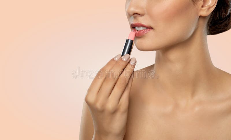 Beautiful smiling young woman with pink lipstick royalty free stock photos Beautiful smiling young woman with pink lipstick royalty free stock photos