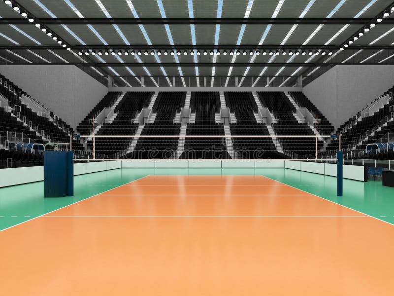 Beautiful Sports Arena for Volleyball with Black Seats and VIP Boxes ...