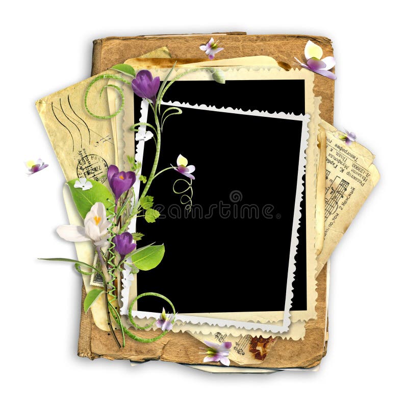 Beautiful spring frame with crocuses