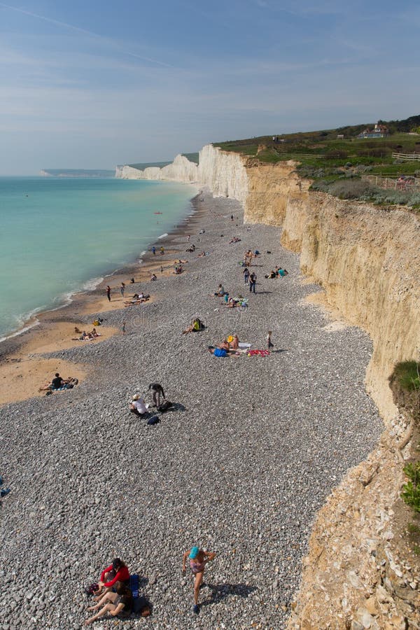 Birling Gap Beach and Seven Sisters White Chalk Cliffs East Sussex ...