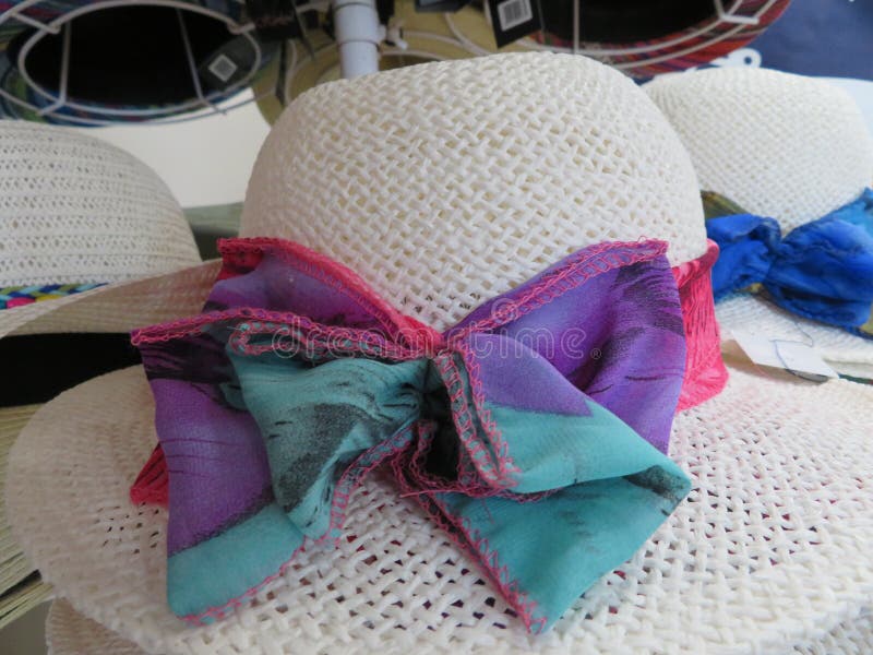 Beautiful straw hats to cover from the sun stock photos Beautiful straw hats to cover from the sun stock photos