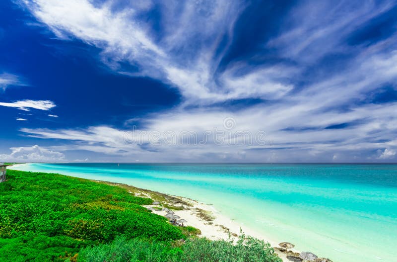 Beautiful Stunning View Of Tropical White Sand Beach And Tranquil