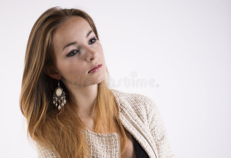 Beautiful Woman with a Serious Wistful Expression Stock Image - Image ...