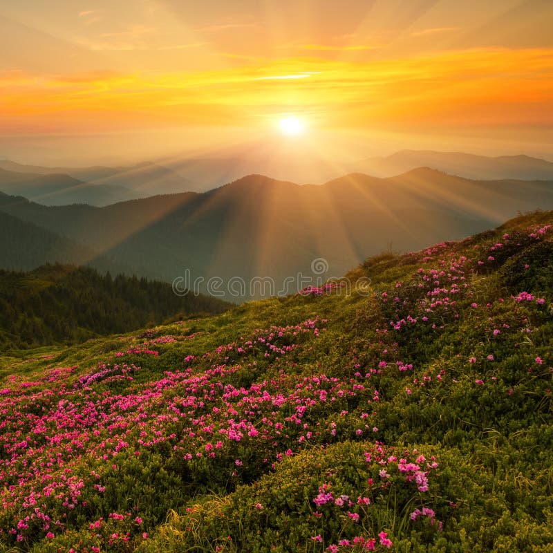 Beautiful summer Carpathians sunrise landscape, Europe mountains, Europe travel, beauty world. Beautiful summer Carpathians sunrise landscape, Europe mountains, Europe travel, beauty world