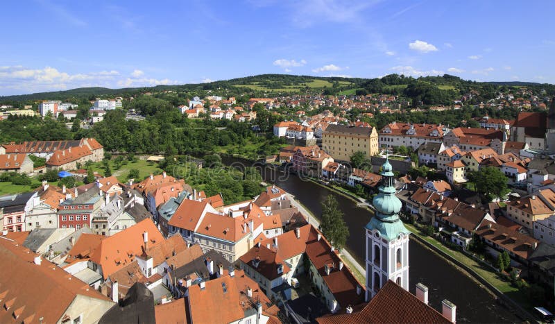 Beautiful summer landscape historical center of Cesky Krumlov.