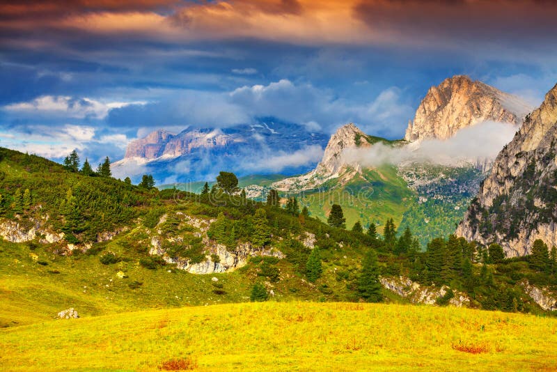 Beautiful summer landscape of the Italian Alps, Dolomites, South