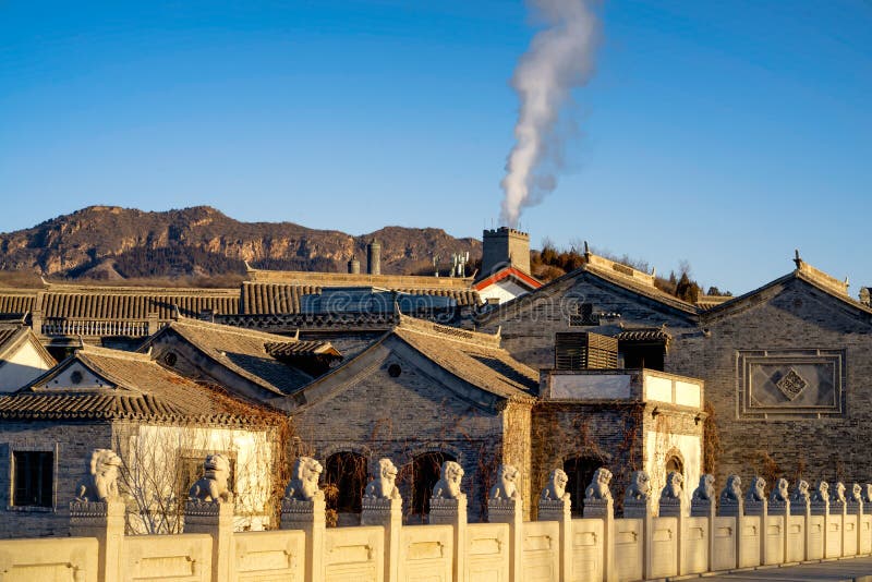 Beautiful sunlight shine on the the old house at Gubei water town in Beijing,China