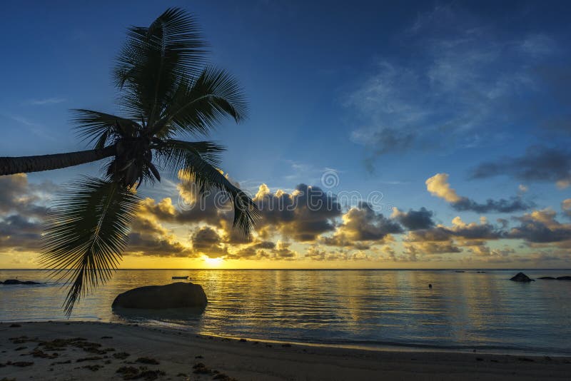 Beautiful Sunrise on Paradise Beach, Seychelles 7 Stock Image - Image ...