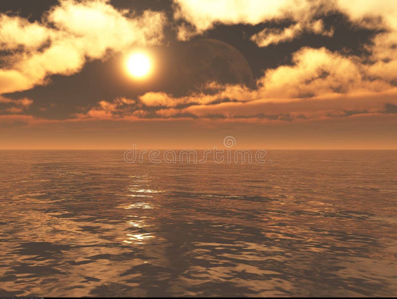 Beautiful Sunrise or Sunset Over the Sea 3D Illustration Stock Illustration  - Illustration of horizon, reflect: 171716532