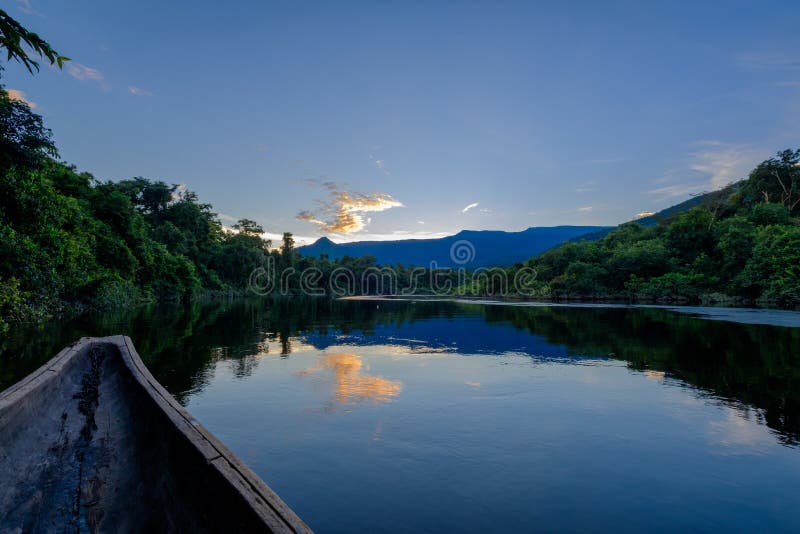 Beautiful Sunset in the Amazon stock photos