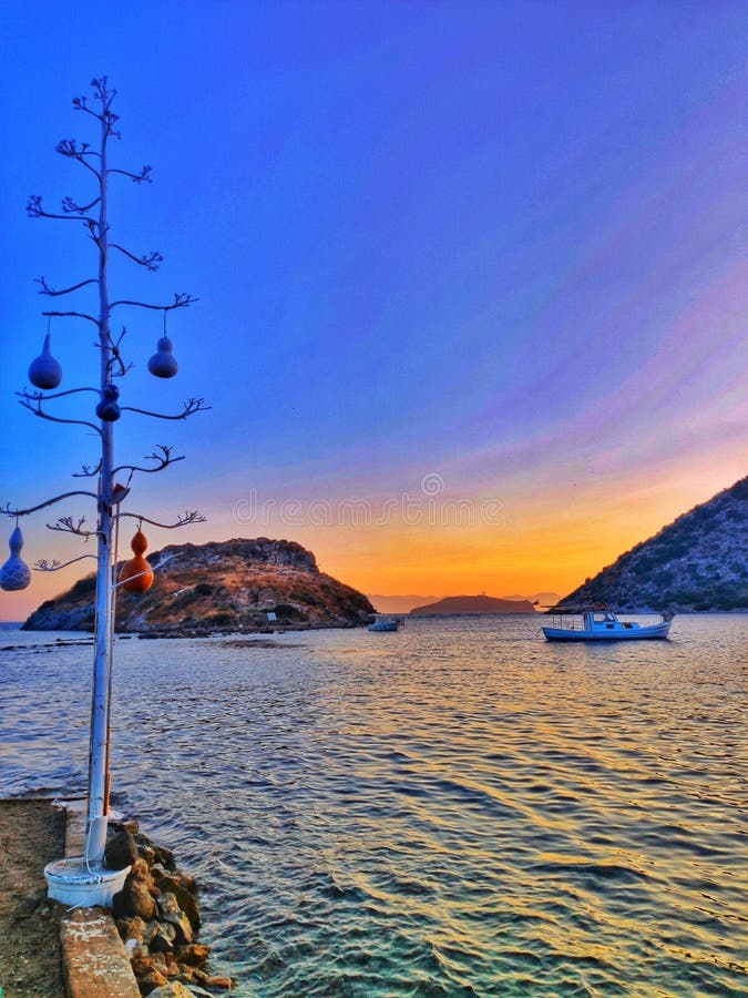 A Beautiful Sunset in Bodrum Gumusluk Stock Image Image of beach