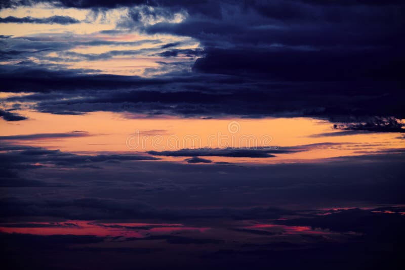Beautiful Sunset - Dark Sky with Clouds and Sunlight Stock Photo ...