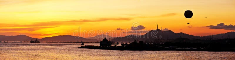 Beautiful sunset glow panorama