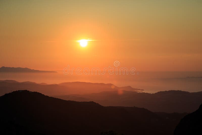 Beautiful sunset above the sea. Beautiful sunset on the island of Corfu, Greece stock photos Beautiful sunset above the sea. Beautiful sunset on the island of Corfu, Greece stock photos