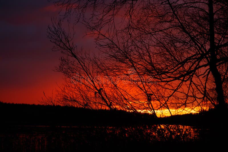 Sunset in a November Day, at Hamptons Beach New York Stock Image