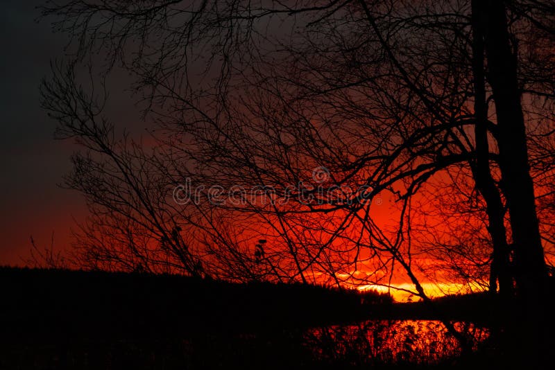 Sunset in a November Day, at Hamptons Beach New York Stock Image