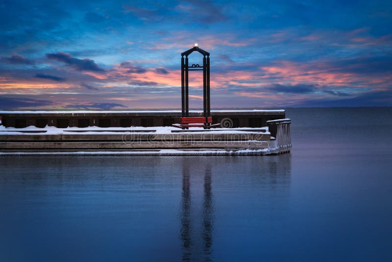 Beautiful sunset over the marina dock at Cold Lake, Alberta