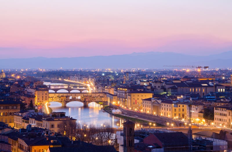 Beautiful sunset over the river Arno in Florence stock photos Beautiful sunset over the river Arno in Florence stock photos