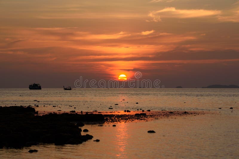 Beautiful sunset over the sea at koh Lipe