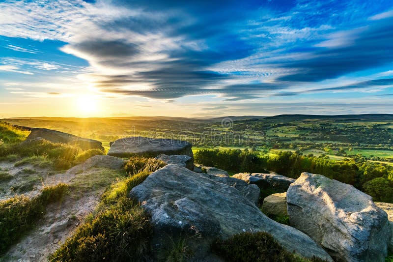 Sunset. Ilkley moor. Yorkshire