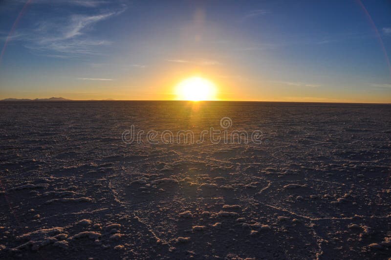 Beautiful sunset in Salar de Uyuni, Bolivia