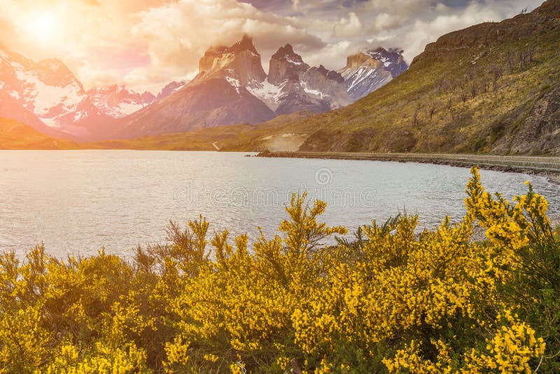 Beautiful sunset in Torres del Paine, Chile