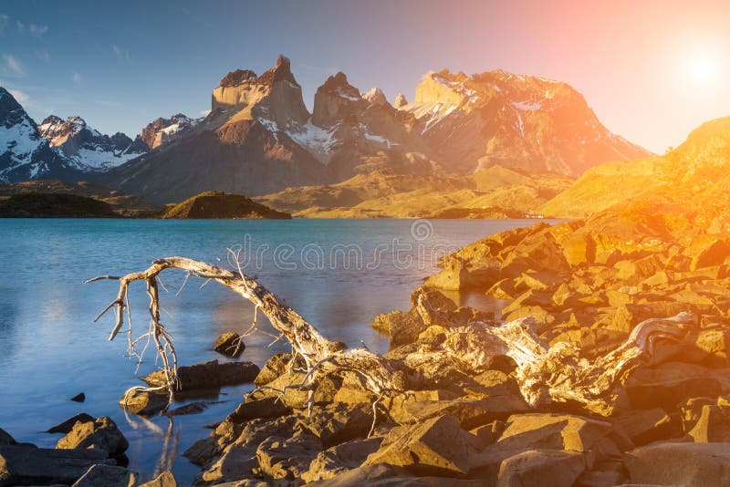 Beautiful sunset in Torres del Paine, Chile