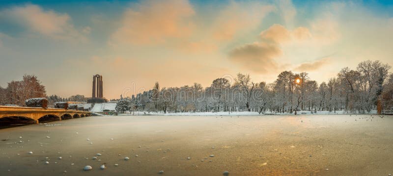 Beautiful sunset winter landscape from Romania