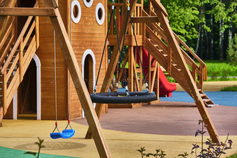 Beautiful Swing in the Park General Plan Color Stock Photo Image of