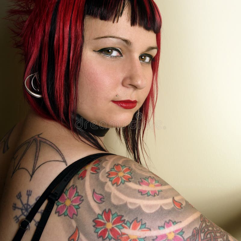 Beautiful Tattoo Goth Girl Royalty Free Stock Photography - Image: 3457727