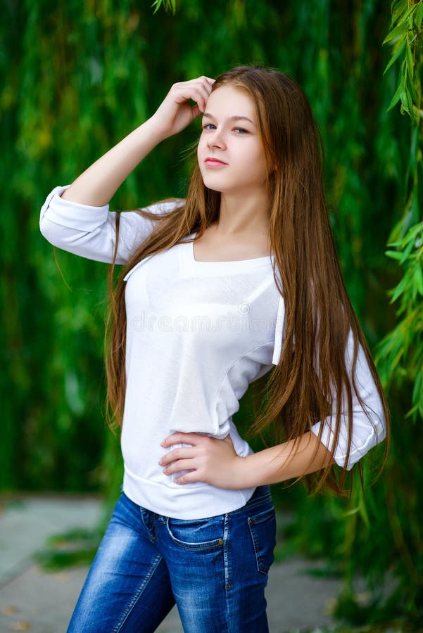 Beautiful Teen Girl Enjoying in Nature. Warm Stock Image - Image of ...